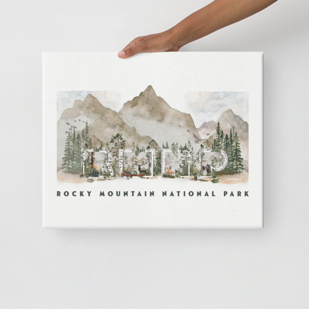 Rocky Mountain National Park Watercolor Canvas Print