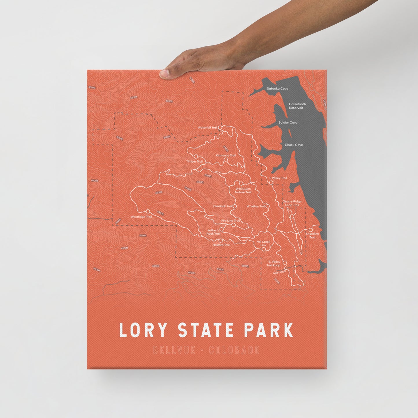 Lory State Park Colorado Map Canvas Print (Orange)