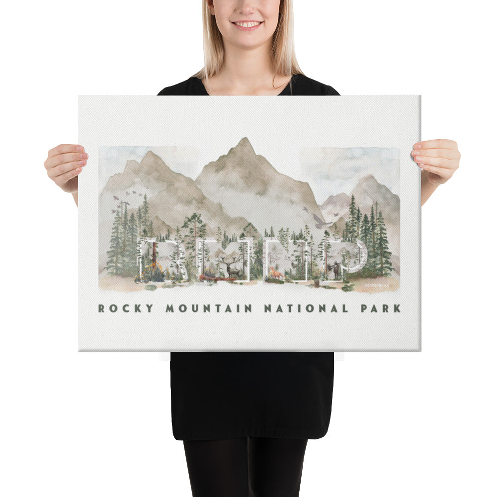 Rocky Mountain National Park Watercolor Canvas Print