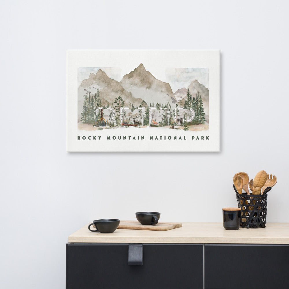 Rocky Mountain National Park Watercolor Canvas Print