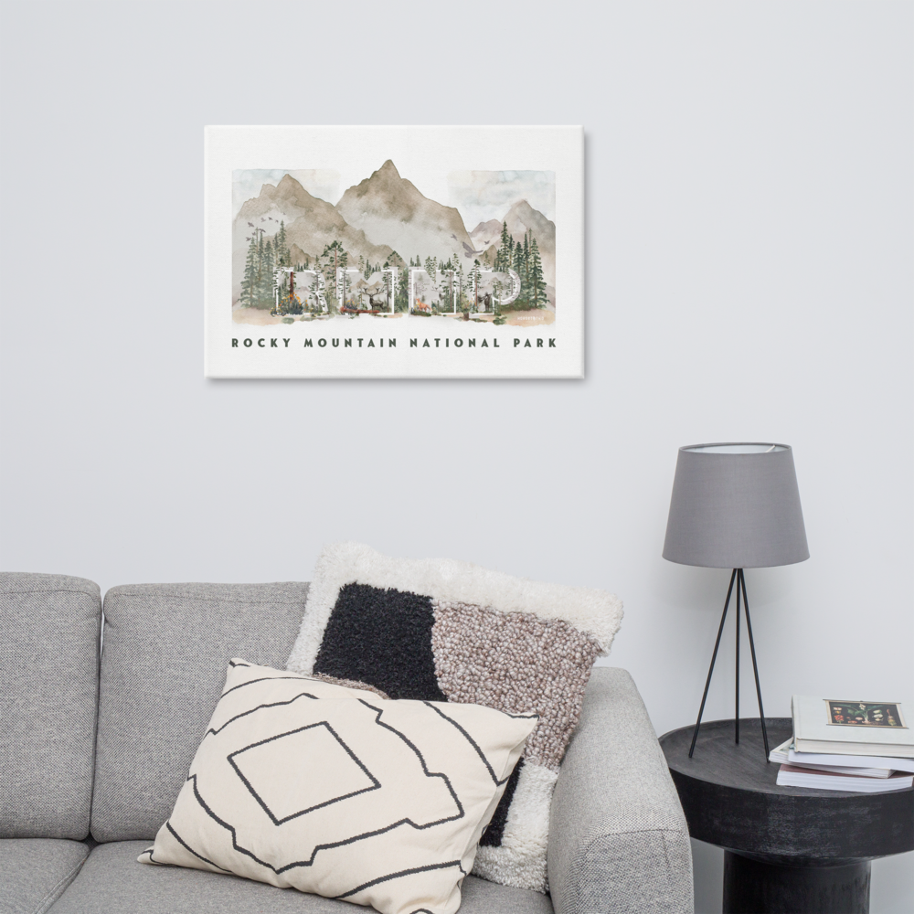 Rocky Mountain National Park Watercolor Canvas Print