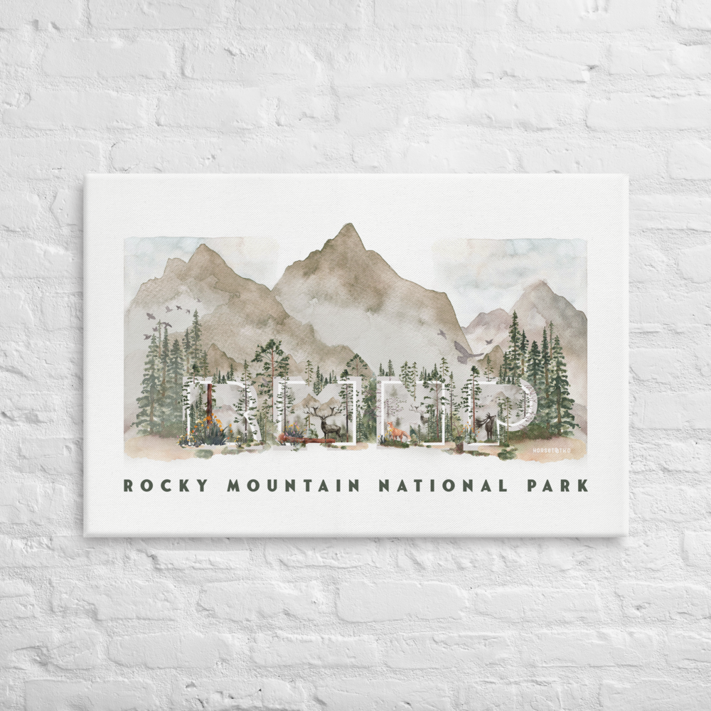 Rocky Mountain National Park Watercolor Canvas Print
