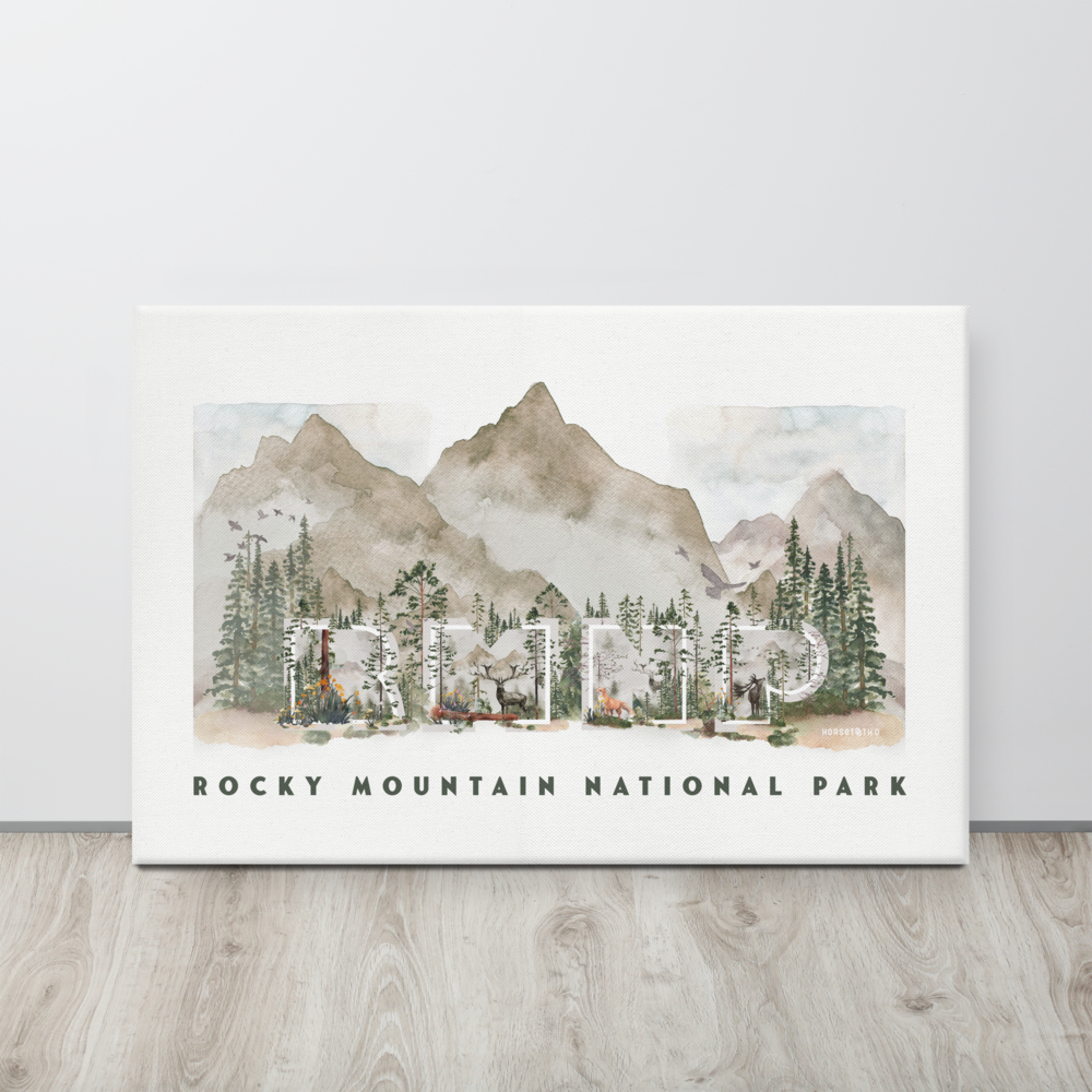 Rocky Mountain National Park Watercolor Canvas Print