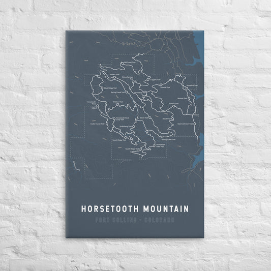 Horsetooth Mountain Map Canvas Print (Blue)