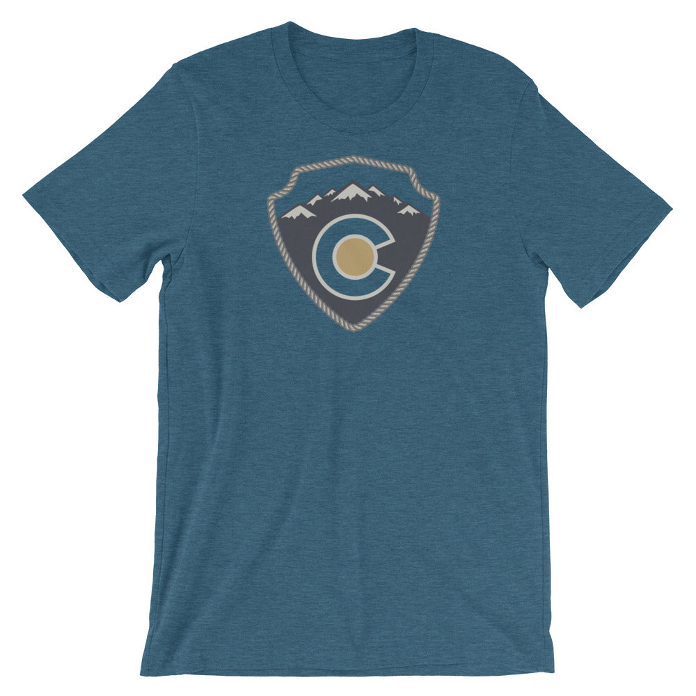 Colorado Mountain Sign T-Shirt Heather Deep Teal