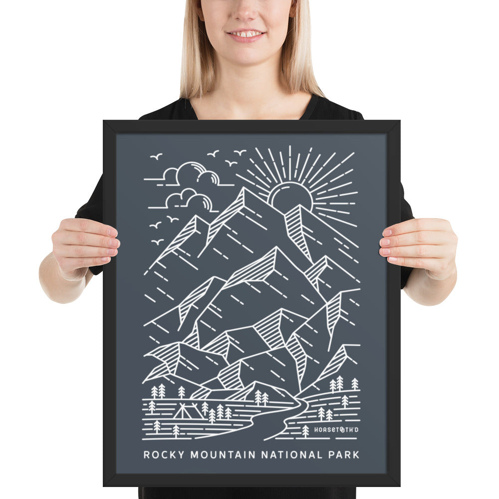 Rocky Mountain National Park Lines (Blue Gray) FRAMED Premium Photo Poster