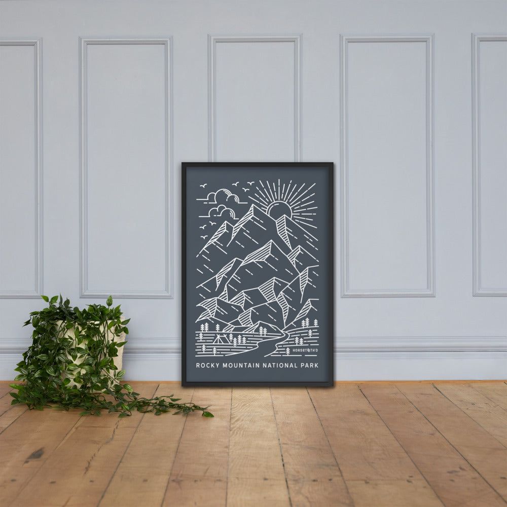 Rocky Mountain National Park Lines (Blue Gray) FRAMED Premium Photo Poster