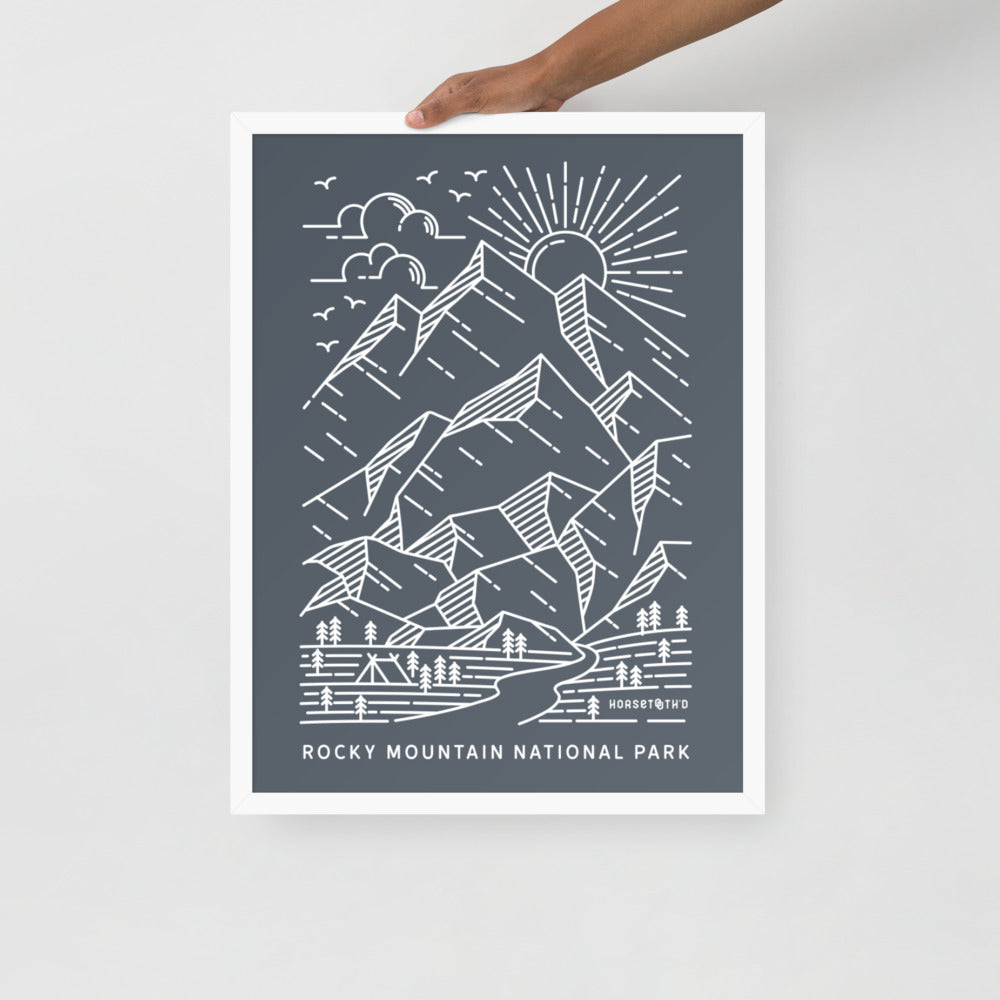 Rocky Mountain National Park Lines (Blue Gray) FRAMED Premium Photo Poster
