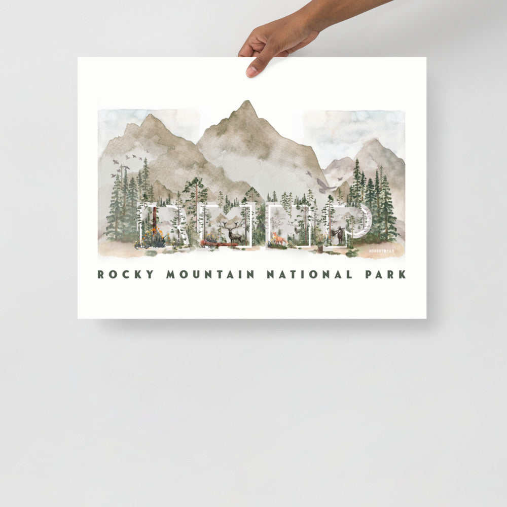 Rocky Mountain National Park Watercolor Premium Photo Poster