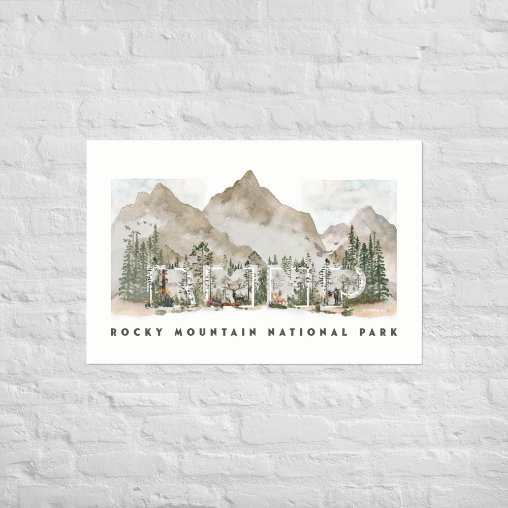 Rocky Mountain National Park Watercolor Premium Photo Poster