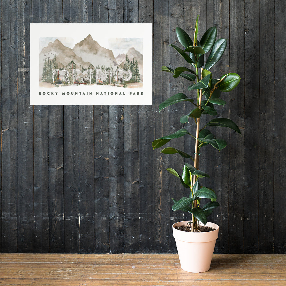 Rocky Mountain National Park Watercolor Premium Photo Poster