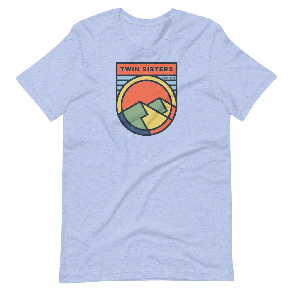 Twin Sisters Peak Colorado T-Shirt Heather Blue