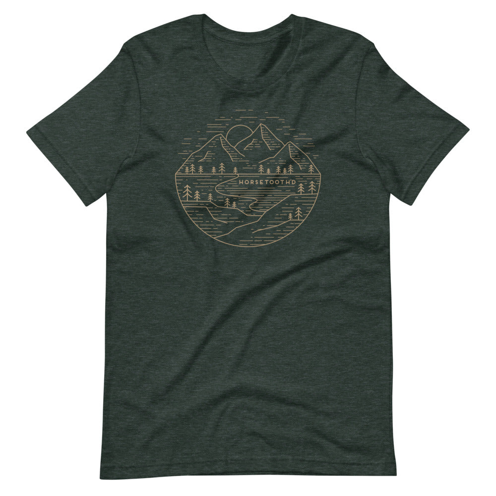 Horsetooth'd Sketch Lines T-Shirt Heather Forest
