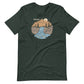 Bella Canvas 3001 t-shirt in Heather color with a picturesque depiction of the Poudre River.