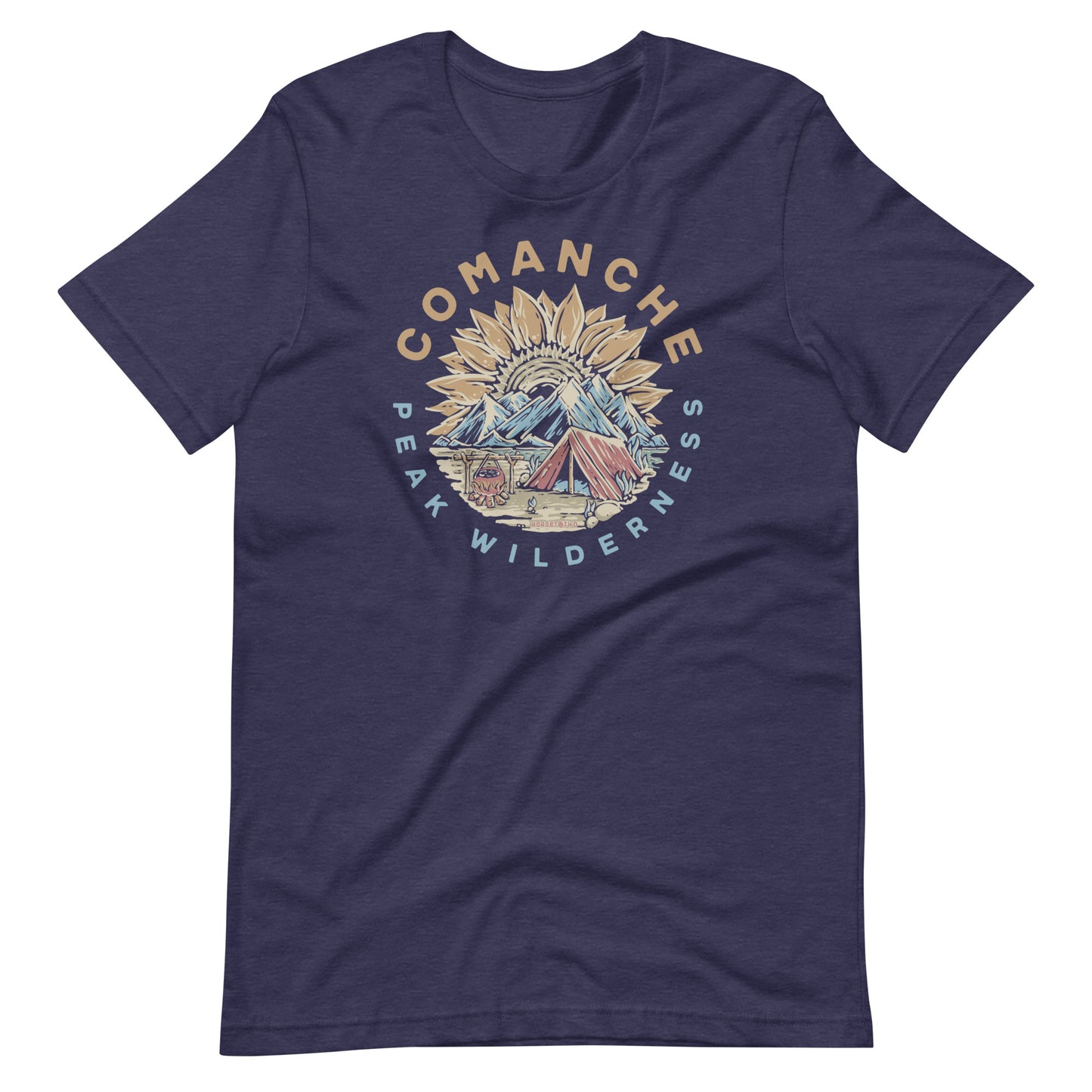 Athletic fit t-shirt by Horsetooth'd, with a unique design inspired by the Comanche Peak Wilderness area in Northern Colorado.