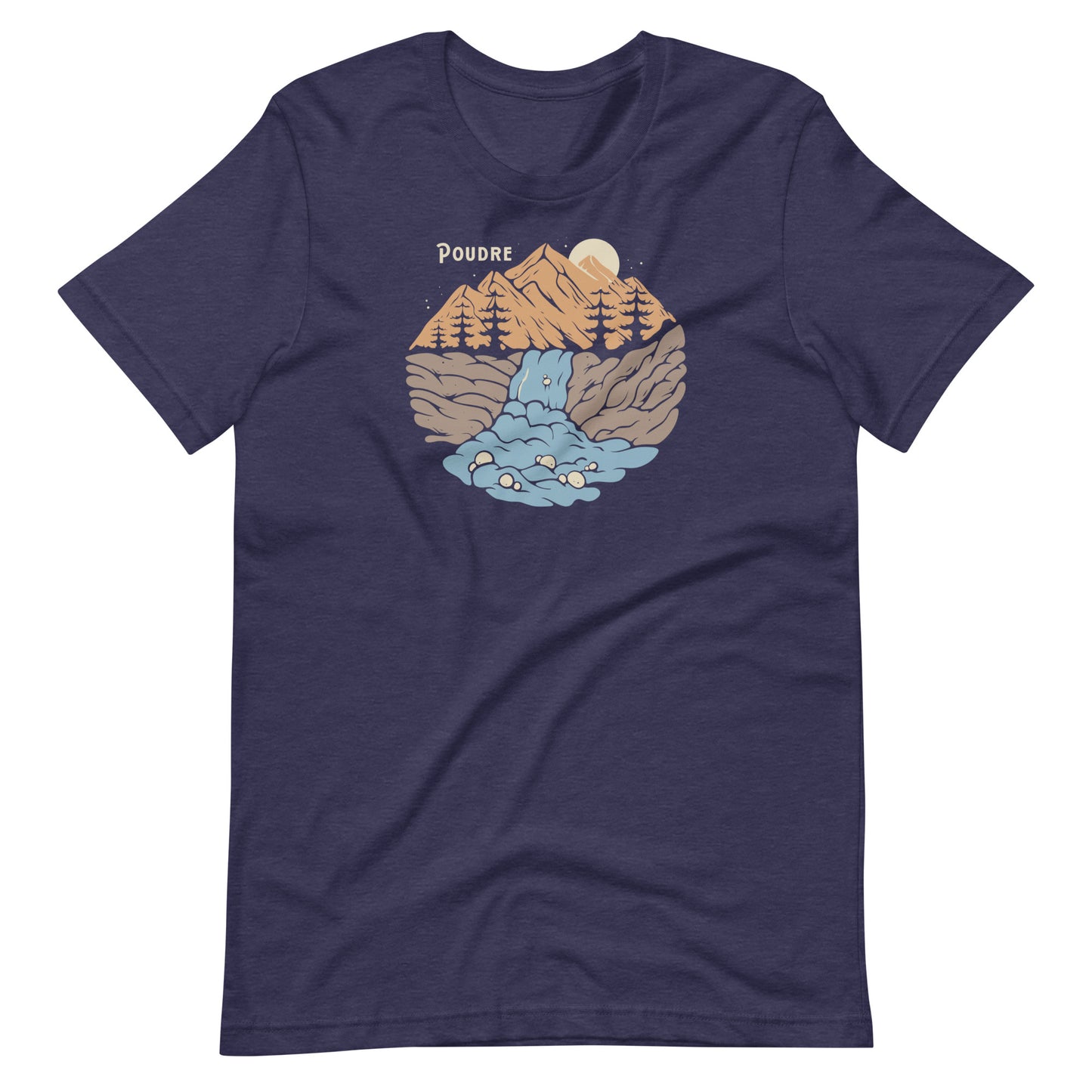 Horsetooth'd branded t-shirt, showcasing the tranquil charm of Poudre River, in a comfortable cotton-polyester blend