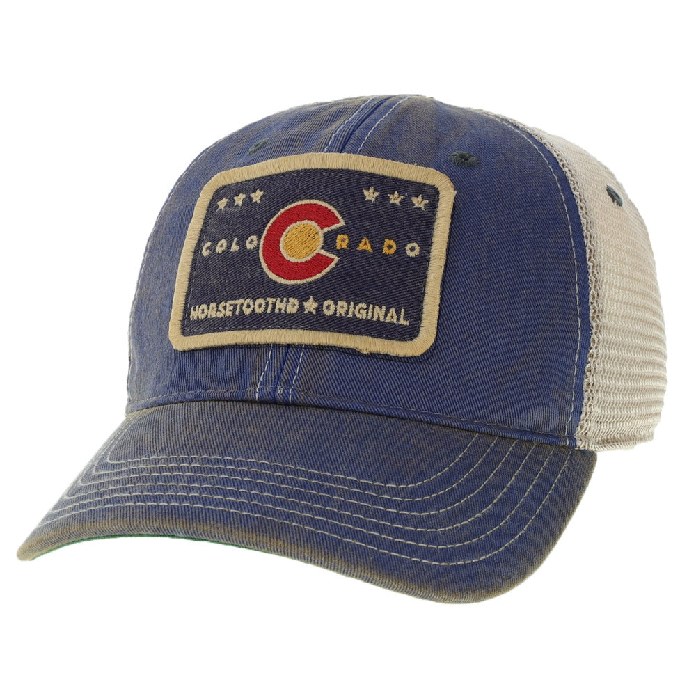 Mid-profile cap with low-profile embroidery area, showcasing a distinctive Colorado design by Horsetooth'd.