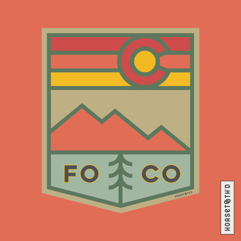 T-shirt featuring a bold FOCO Colorado design, made by Horsetooth'd