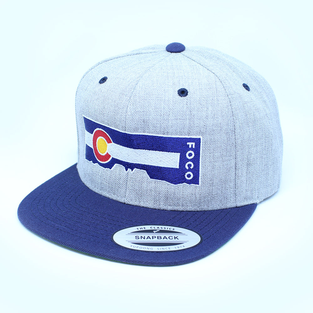 Horsetooth'd FOCO Snapback Hat | Colorado Flag Hat Grey Front