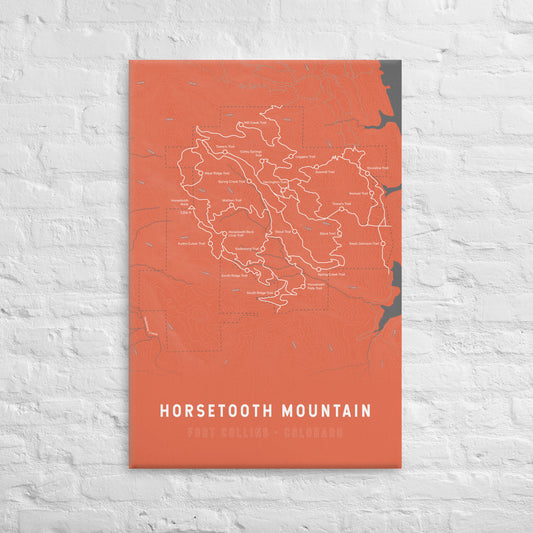 Horsetooth Mountain Map Canvas Print (Orange)