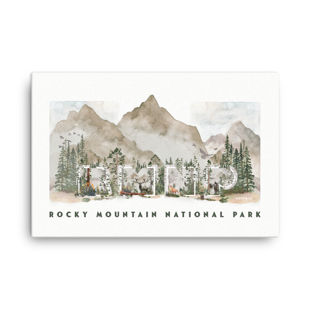 Rocky Mountain National Park Watercolor Canvas Print