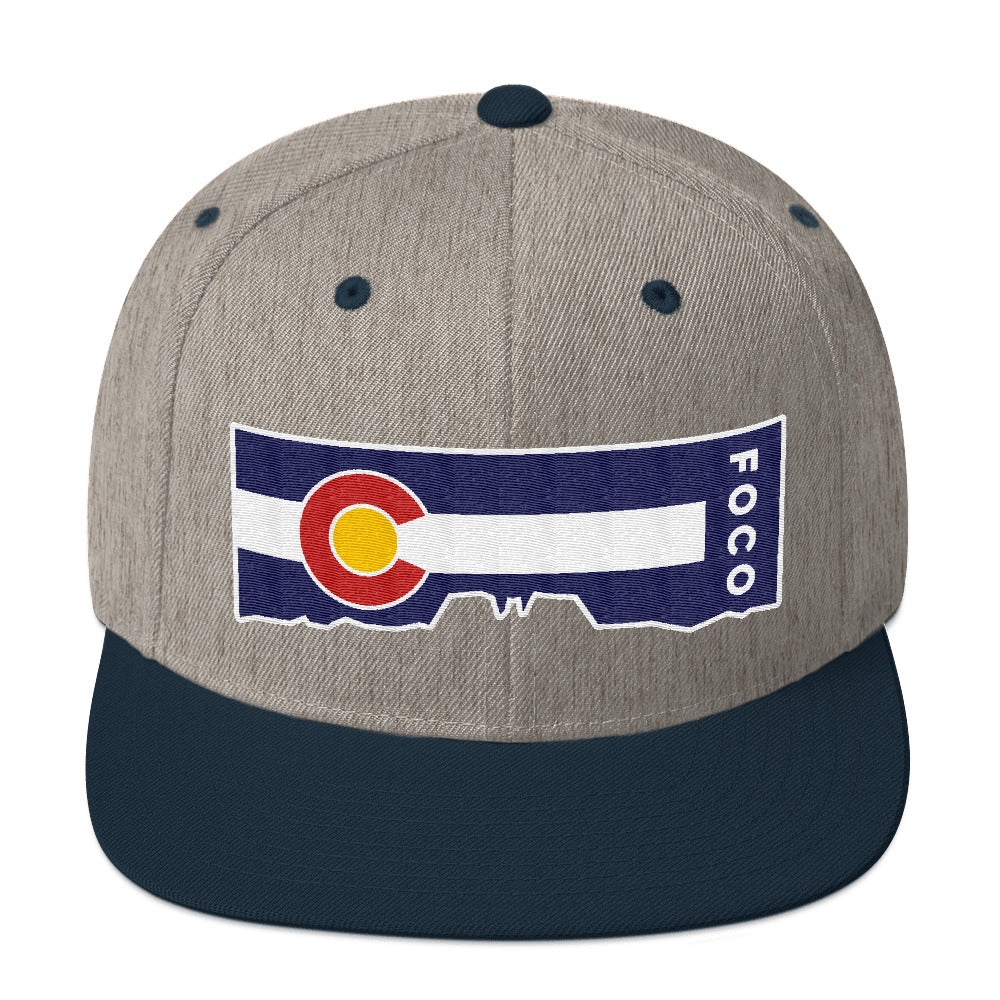 Horsetooth'd FOCO Snapback Hat | Colorado Flag Hat Heather Grey/Navy Front