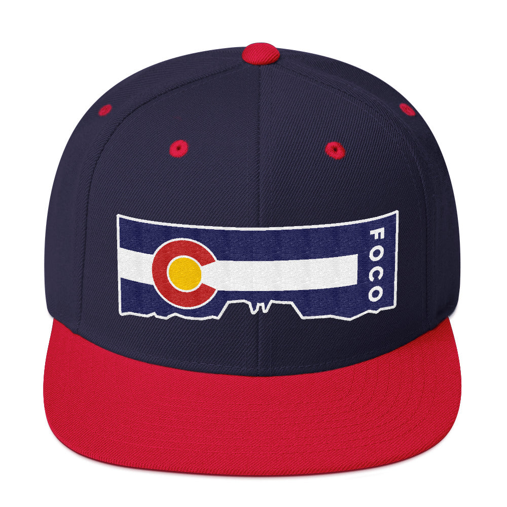 Horsetooth'd FOCO Snapback Hat | Colorado Flag Hat Navy/Red Front