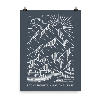 Rocky Mountain National Park Lines (Blue Gray) Premium Photo Poster