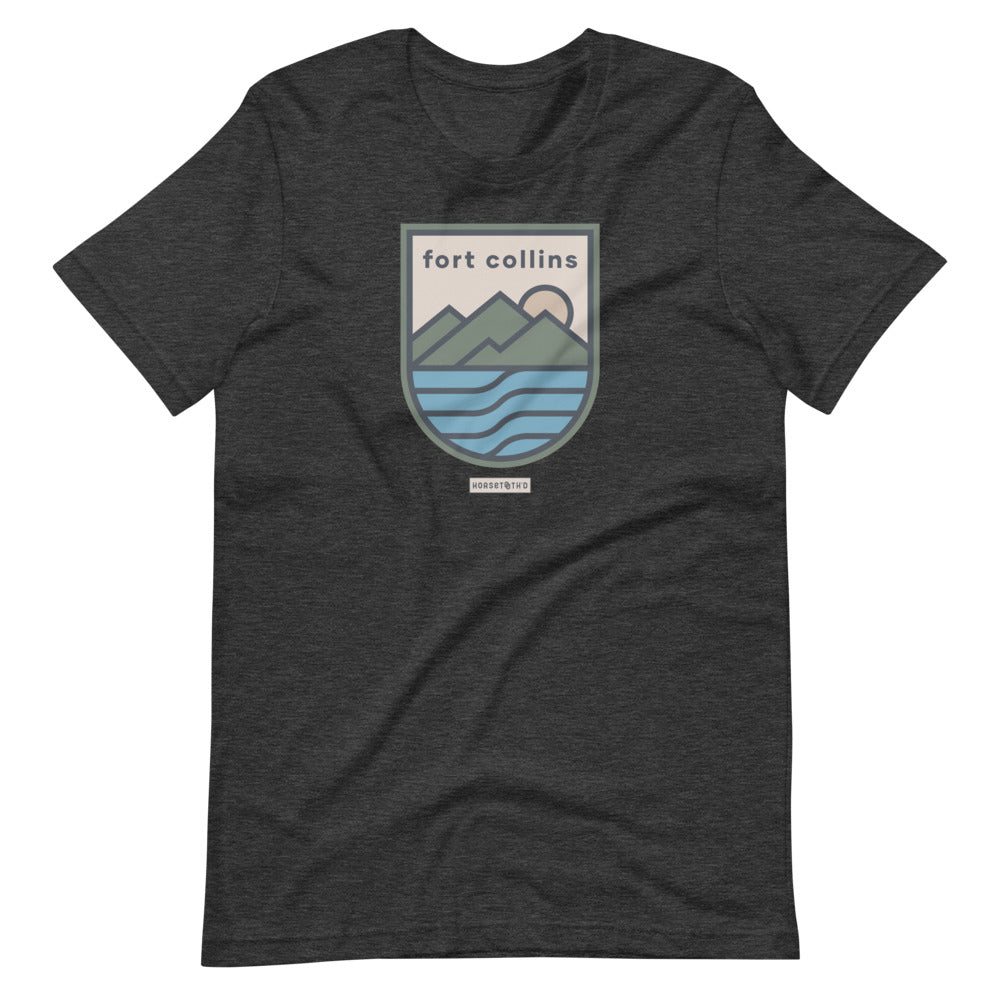Soft, comfortable t-shirt by Horsetooth'd celebrating Fort Collins, Colorado.