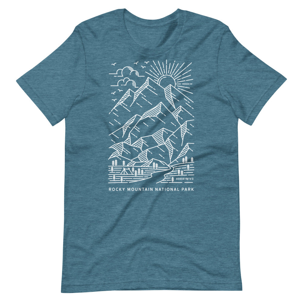 Rocky Mountain National Park Lines T-Shirt Heather Deep Teal