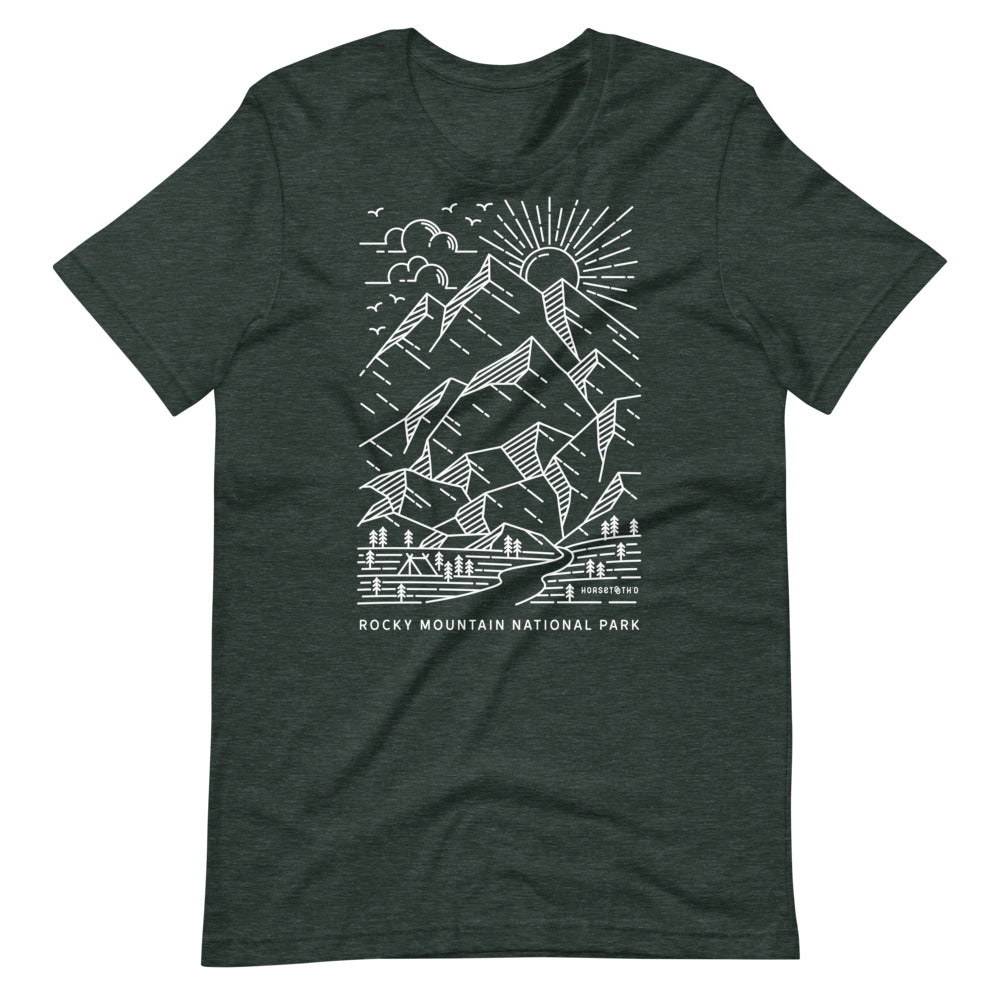 Rocky Mountain National Park Lines T-Shirt Heather Forest