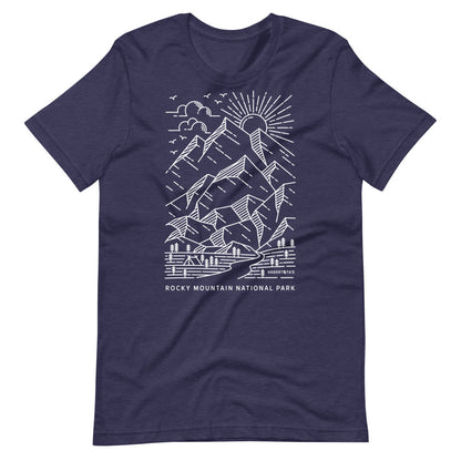 Rocky Mountain National Park Lines T-Shirt Heather Midnight