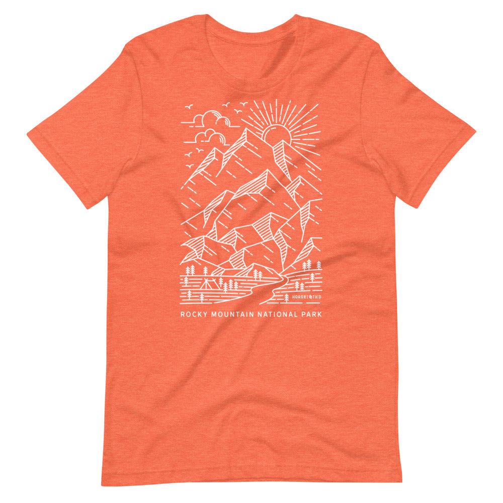 Rocky Mountain National Park Lines T-Shirt Heather Orange