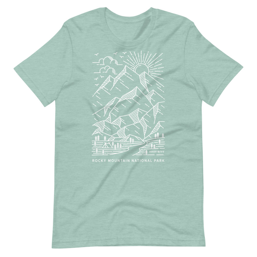 Rocky Mountain National Park Lines T-Shirt Heather Prism Dusty Blue