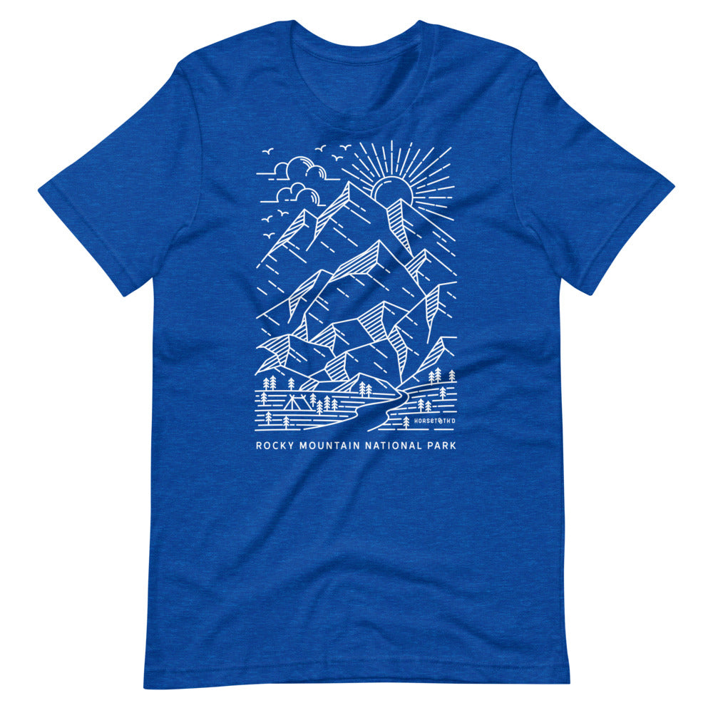 Rocky Mountain National Park Lines T-Shirt Heather True Royal