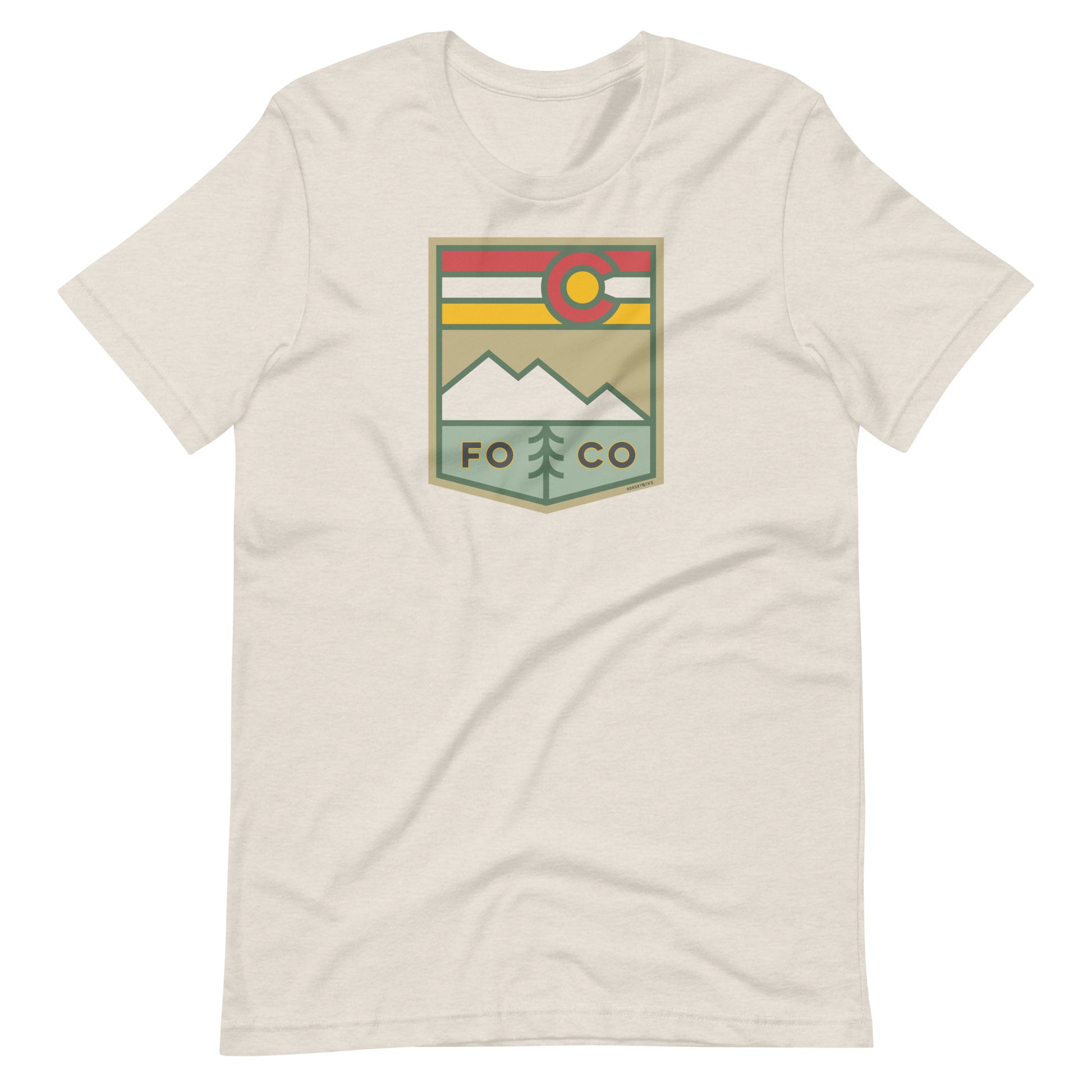 Athletic fit t-shirt by Horsetooth'd featuring a bold design celebrating the vibe of Fort Collins, Colorado.